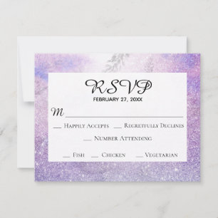 *~* Blommigt Lavender Blue Glitter Elegant bröllop OSA Kort