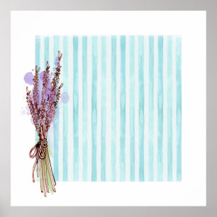 Blommigt lavender blue rand poster