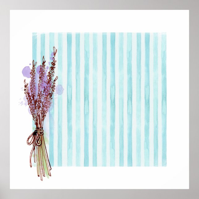 Blommigt lavender blue rand poster (Framsidan)