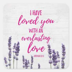 Blommigt Lavender Christian Bible Scripture Verse Fyrkantigt Klistermärke