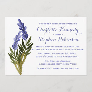 Blommigt Lavender Flower Lila Wedding bjudande Inbjudningar