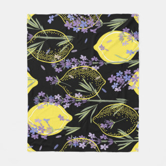 Blommigt Lavender Lemons Vintage Illustration Fleecefilt
