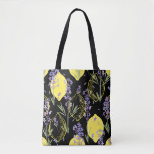 Blommigt Lavender Lemons Vintage Illustration Tygkasse