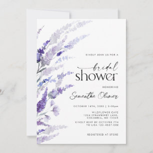 Blommigt Lavender Lila Modern Garden Wedding Weddi Inbjudningar