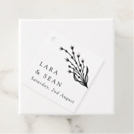 Blommigt Lavender Modern Minimalist Black and Whit Gåvor Etiketter
