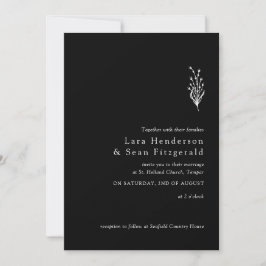 Blommigt Lavender Modern Minimalist Black and Whit Inbjudningar