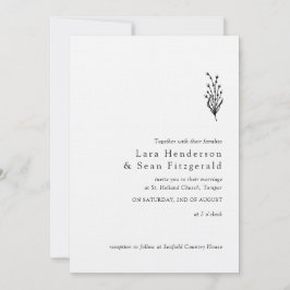 Blommigt Lavender Modern Minimalist Black and Whit Inbjudningar