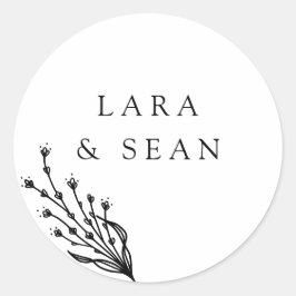 Blommigt Lavender Modern Minimalist Black and Whit Runt Klistermärke