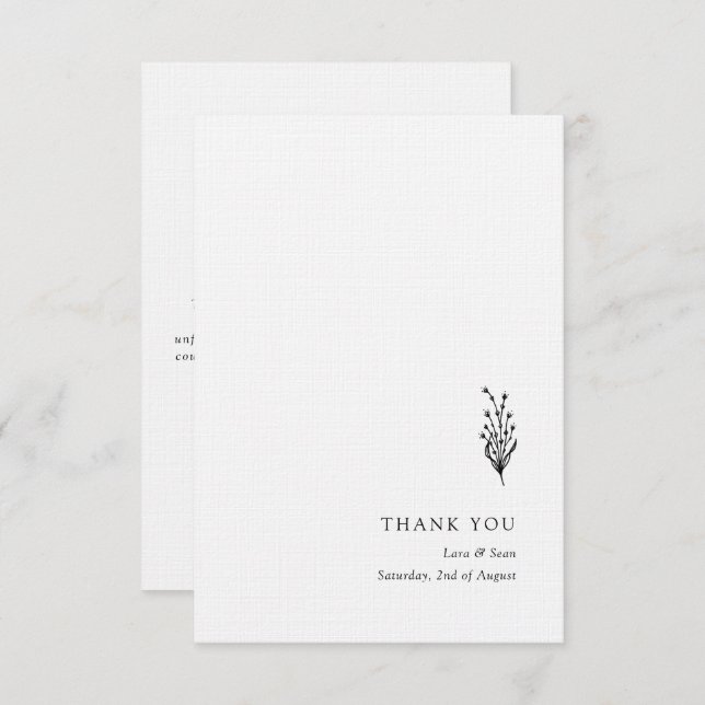 Blommigt Lavender Modern Minimalist Black and Whit Tack Kort (Fram/baksida)