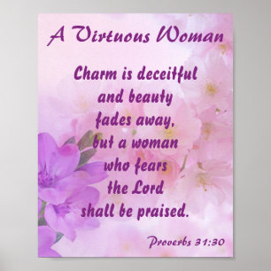 Blommigt Lavender Proverbs 31 Woman Poster