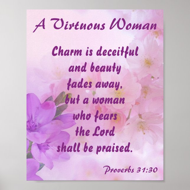 Blommigt Lavender Proverbs 31 Woman Poster (Framsidan)