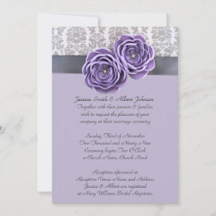 Blommigt Lavender Ribbon Bälte bröllopsinbjudan Inbjudningar