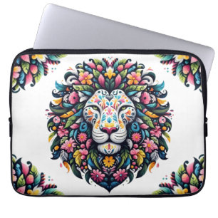 Blommigt Lejon Silhouette Laptop Fodral