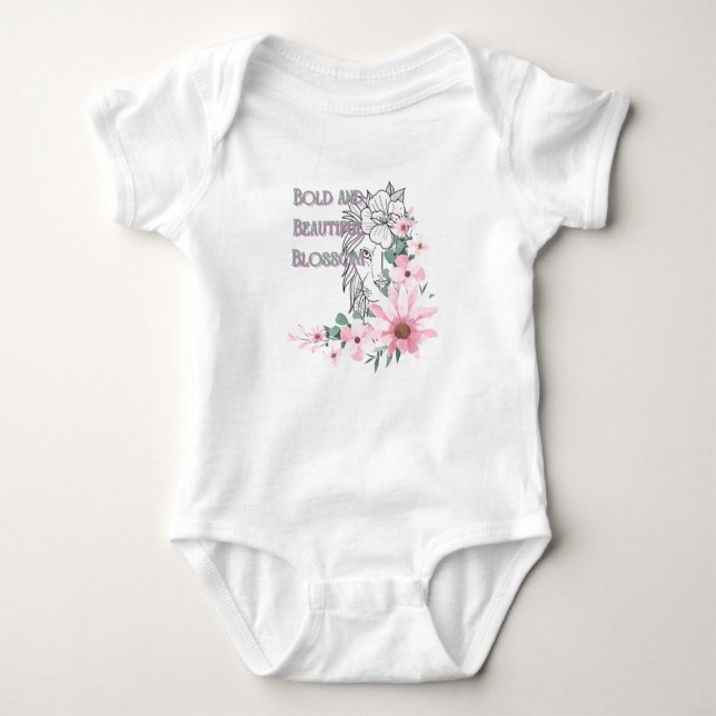 Blommigt Lejona Baby Bodykostym. T Shirt (Framsida)