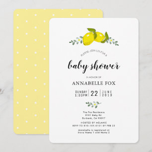 Blommigt Lemon Citrus Elegant Baby Shower Inbjudningar