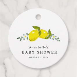 Blommigt Lemon Citrus White Baby Shower Gåvor Etiketter