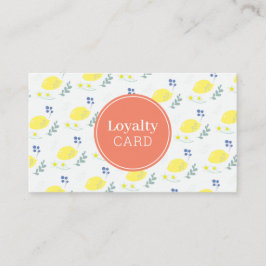 Blommigt Lemon Mönster Cute Gult Loyalty Card Visitkort