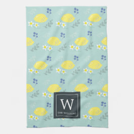Blommigt Lemon Mönster Mint Grönt Kitchen Towel Kökshandduk