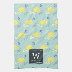 Blommigt Lemon Mönster Mint Grönt Kitchen Towel Kökshandduk