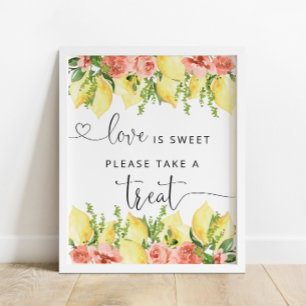 Blommigt Lemon Theme Kärlek är sötat. Poster