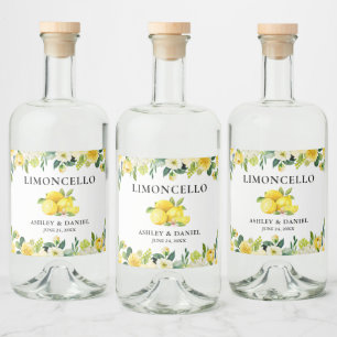 Blommigt Lemons Limoncello Bröllop Flaska-etikett Spritflaskor Etikett