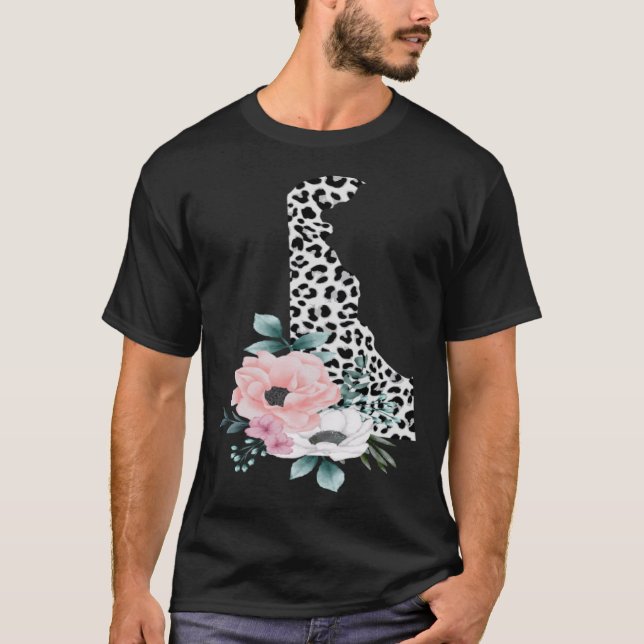 Blommigt Leopard Delaware Patriotic Woman Girl T Shirt (Framsida)