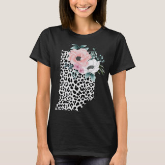 Blommigt Leopard Indiana Patriotic Woman Girl T Shirt