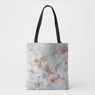 Blommigt Leopard Mode Tote Tygkasse