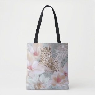 Blommigt Leopard Mode Tote Tygkasse