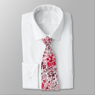 Blommigt,leopard,Röd och vit, röd, vit, spotte Slips