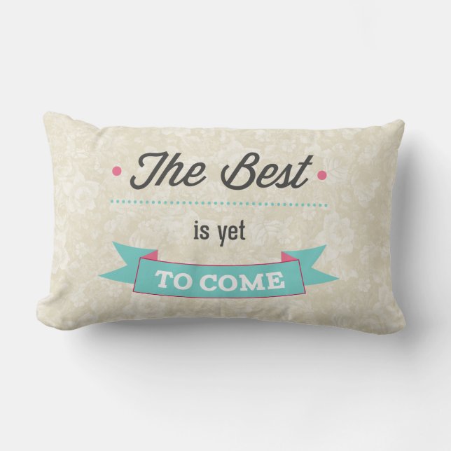 Blommigt Life Motivational Ro Cream Pillow Lumbarkudde (Framsida)