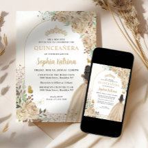 Blommigt Light Guld Princess Birthday Quinceanera