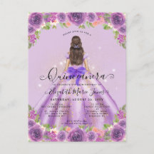 Blommigt Light Lila Guld Glam Princess Quinceanera