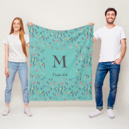 BLOMMIGT Light Teal | MONOGRAM | Christian Fleecefilt
