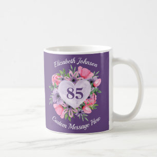 Blommigt Lila 85:e födelsedag Mugg för kvinnor