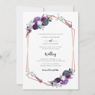 Blommigt Lila Bloom Script Modern Bröllop Inbjudningar