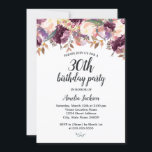 Blommigt Lila Bloom Watercolor 30års födelsedag Pa Inbjudningar<br><div class="desc">Mer söt Blommigt Birthday Bjud i Little Bayleigh Store!</div>