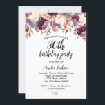 Blommigt Lila Bloom Watercolor 30års födelsedag Pa Inbjudningar<br><div class="desc">Mer söt Blommigt Birthday Bjud i Little Bayleigh Store!</div>