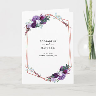 Blommigt Lila Botanical All-in-One Folded Bröllop Inbjudan