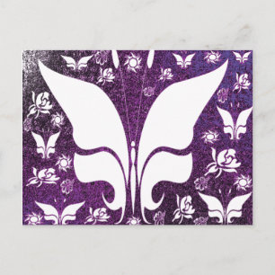 Blommigt Lila Butterflies Vykort