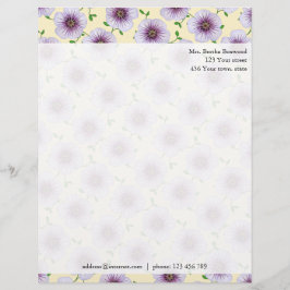 Blommigt Lila Garden Flowers Photo Anpassningsbar  Brevhuvud