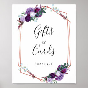Blommigt Lila Geometric Wedding Gifts-kort Poster