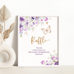 Blommigt Lila guld butterfly Raffle Poster
