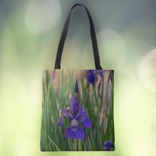 Blommigt Lila Iris botaniska fotografier Tygkasse (Skapare uppladdad)