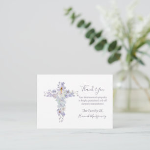 Blommigt Lila Kor Photo Sympathy Funeral Card Anteckningskort