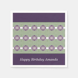 Blommigt Lila och Grönt Pappersservett