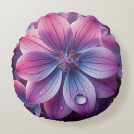 Blommigt Lila och Rosa Lilac Flower Rund Kudde