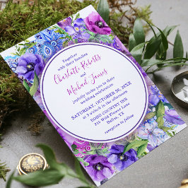 Blommigt Lila Paisley Watercolor Bröllop Inbjudningar