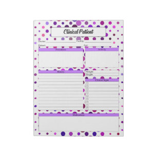 Blommigt Lila Polka dots _ Klinisk patient Anteckningsblock
