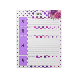 Blommigt Lila Polka dots _ SBAR Temp Anteckningsblock